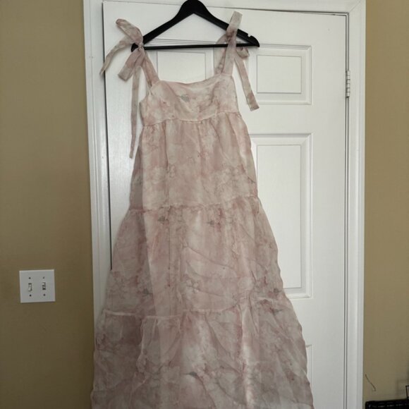 Storia Dresses & Skirts - Light Pink Tiered Tie-Shoulder Maxi Dress